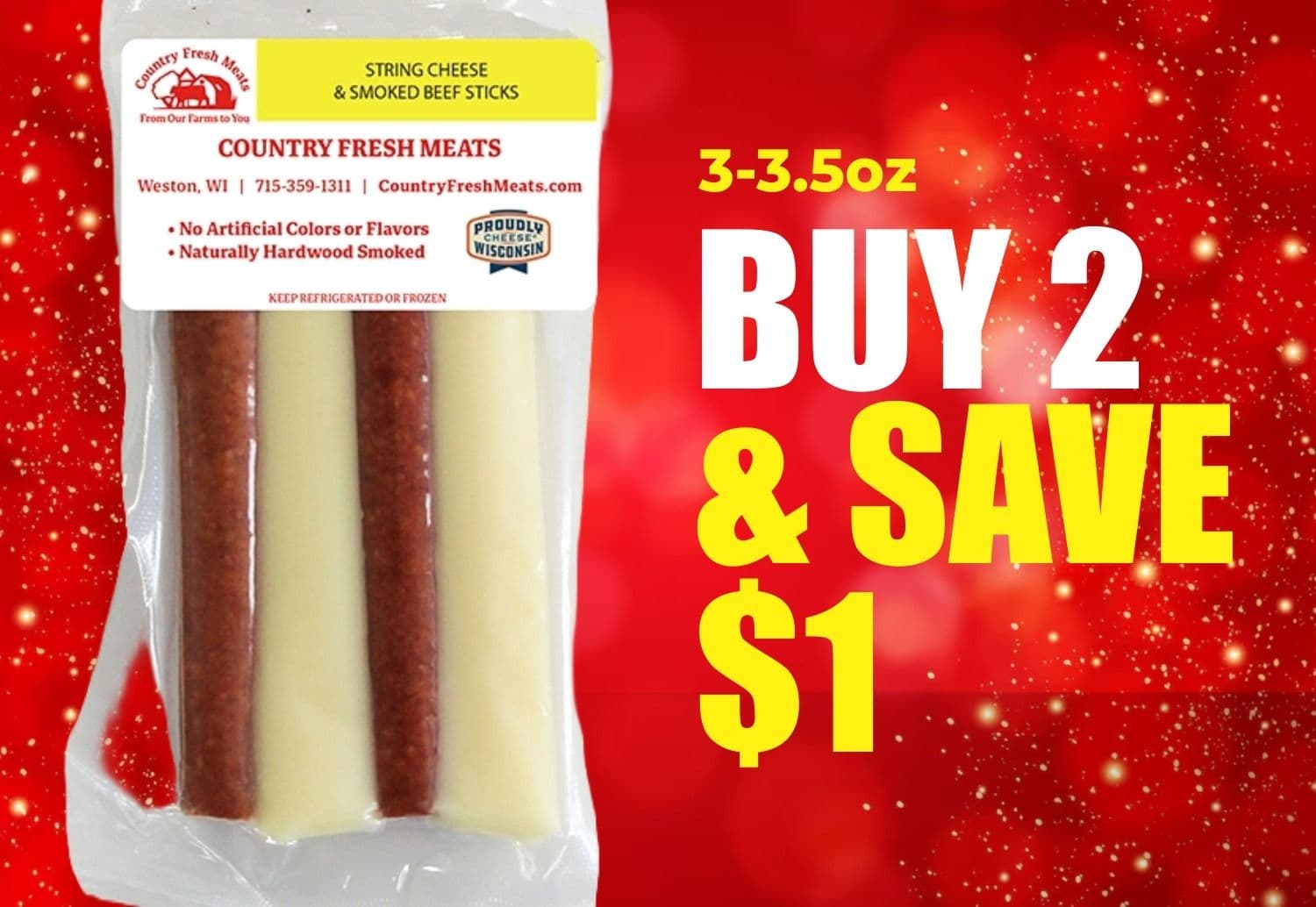 Country Fresh Meats Beef and Cheese Sticks